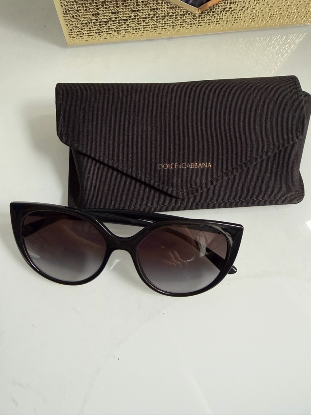 Dolce & Gabbana Black Cat-Eye Sunglasses with Dark Gradient Lenses